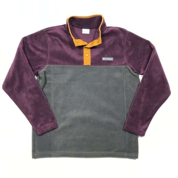 Columbia Helvetia Half Snap Purple Gray Fleece Pullover Sweater Mens Medium - Picture 1 of 5